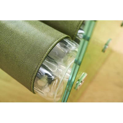 Armchair MW01 Transparent - Green seat - GLASS - Handmade in France.