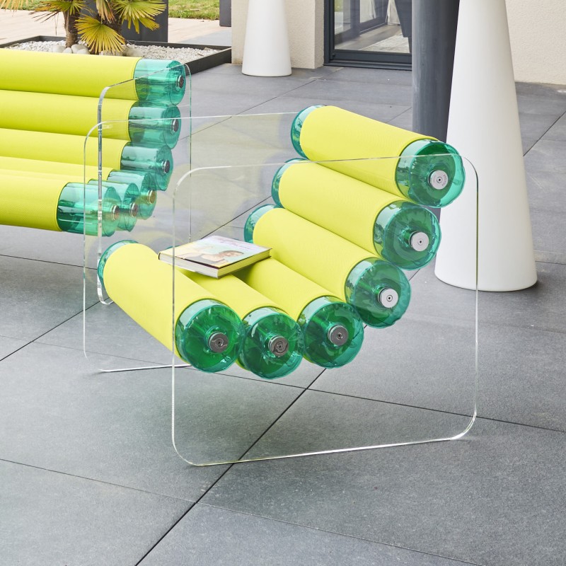 Armchair MW02 Green - Yellow seat - PMMA