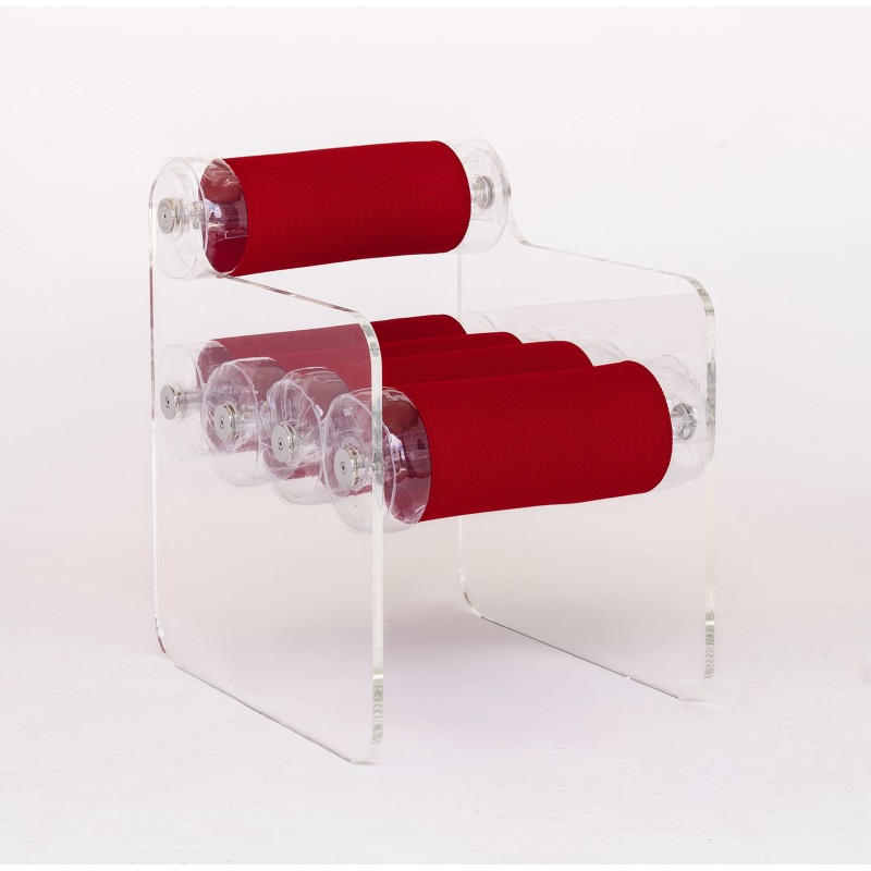 Stuhl MW04 Transparent - Sitz Rot - PMMA