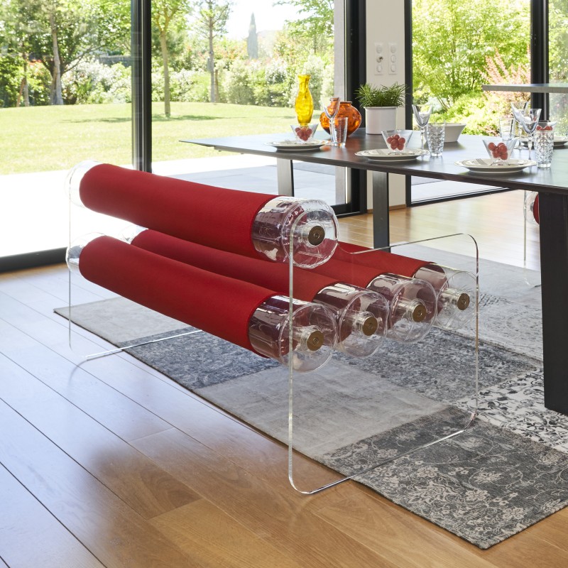 MW04 Bench - Transparent - Red Seat - PMMA