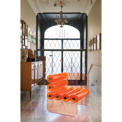 Orange design armchair MW01 - PMMA Bronze - Handmade in France.