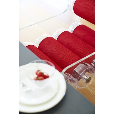 Chaise MW04 Transparente - Assise Rouge - By Olivier Santini