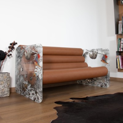 Sofa MW02 "Jungle" - Limited Edition - Braun-schaum Sitz - Handgefertigt in Frankreich.