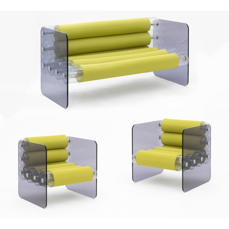 Sitzgruppe MW01 aus grauem Acrylglas -...
