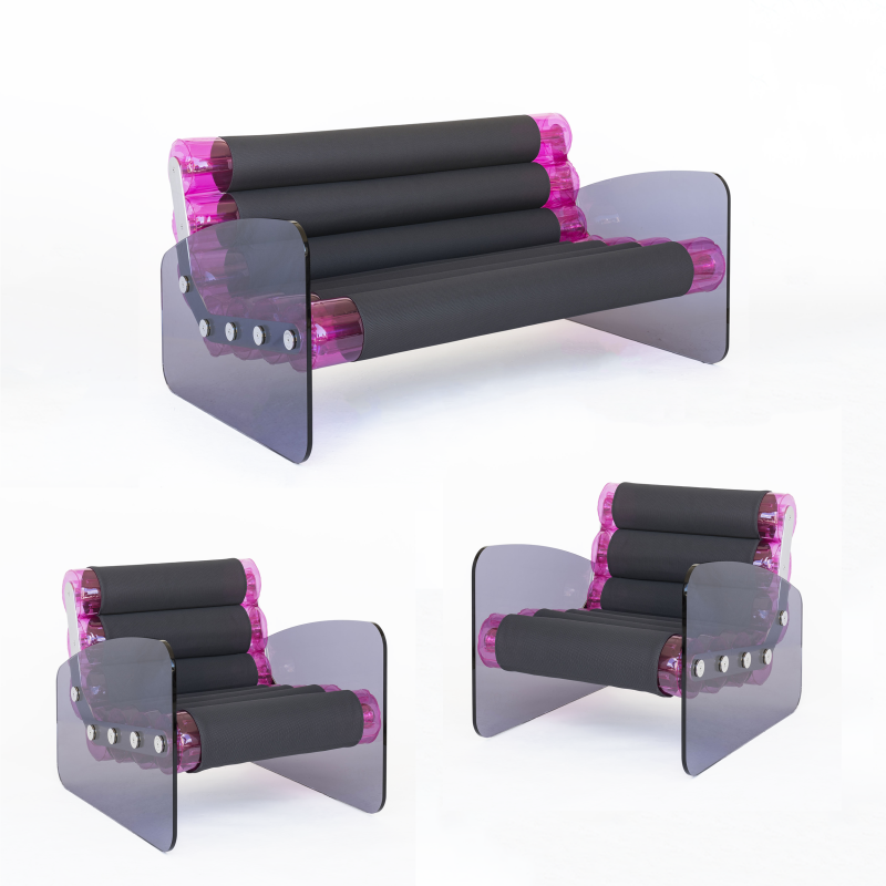 MW03 lounge set in Grey acrylic glass - Pink...