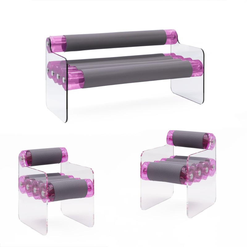 MW04 lounge set in acrylic glass - Pink TPU...