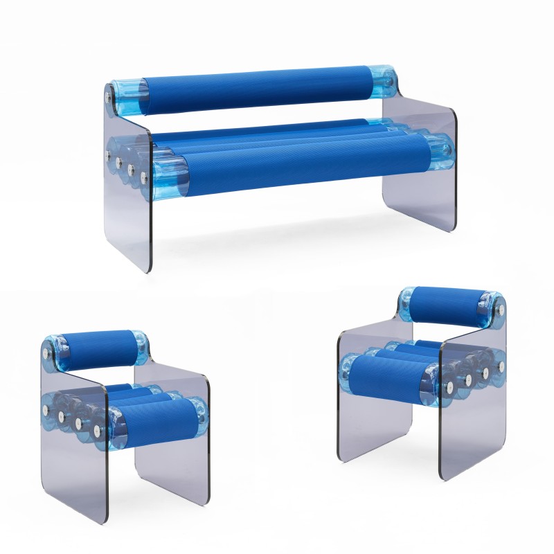 MW04 lounge set in Grey acrylic glass - Blue...