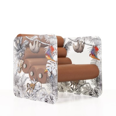 Armchair MW02 "Jungle" - Limited edition - Brown foam seat - Glass