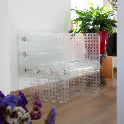 MW01 "Cannage" Armchair - Transparent TPU seat - glass