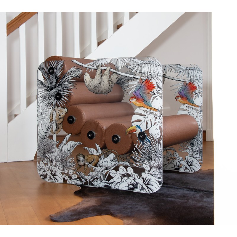 Armchair MW02 "Jungle" - Limited edition - Brown foam seat - Glass